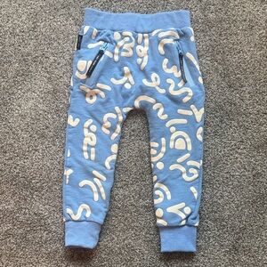 Kids Blue and Cream Graphic Joggers